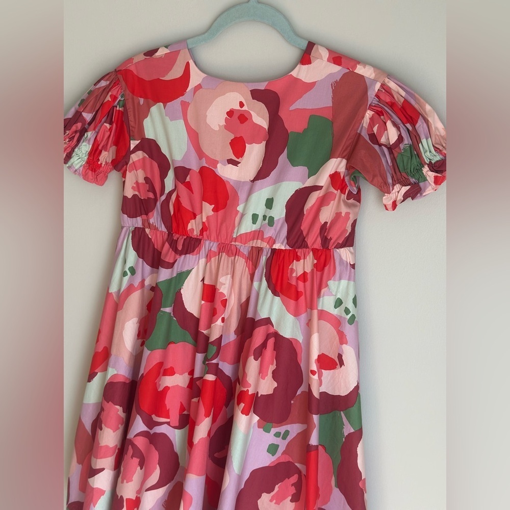 Tea Collections Girls Floral Print Dress Ruffle Sleeve Multi Color Pink Size 10 - Picture 2 of 8